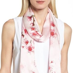 NWT Ted Baker Cherry Blossom Pink Floral 100% Silk Scarf